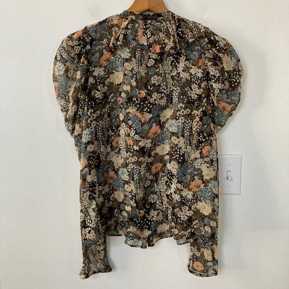 Ulla Johnson Colette Silk Blouse Night Garden - Picture 11 of 14